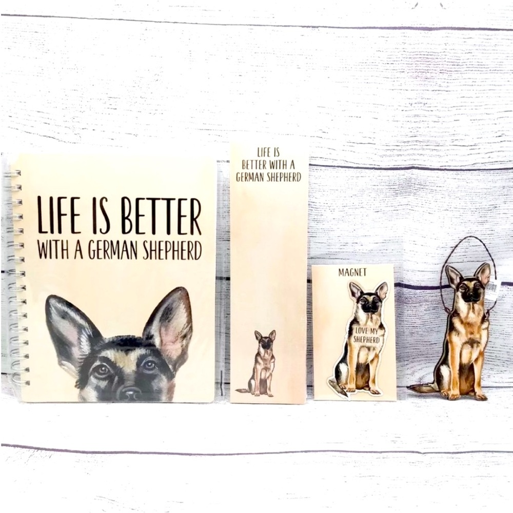 LAST ONE German Shepherd 4pc. Notebook, Notepad, Magnet & Ornament NIP